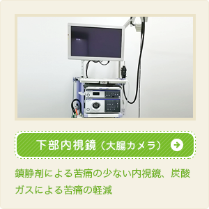 下部内視鏡（大腸カメラ）「鎮静剤による苦痛の少ない内視鏡、炭酸ガスによる苦痛の軽減」